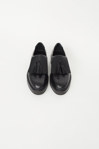 Black Leather Platform Kiltie Loafer