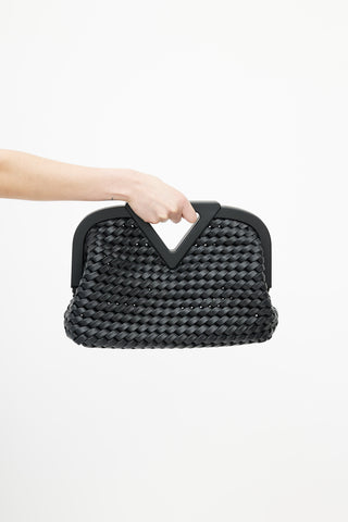 Bottega Veneta Black Woven Point Crossbody Bag