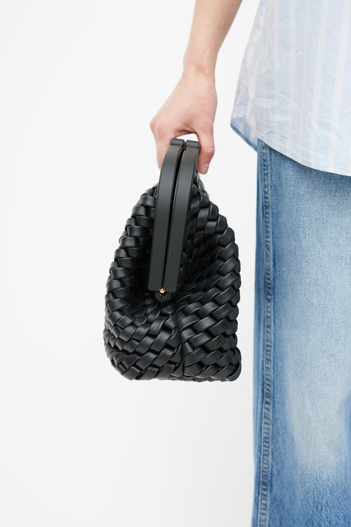 Bottega Veneta Black Woven Point Crossbody Bag