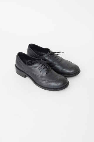 Bottega Veneta Black Leather Rounded Toe Brogue