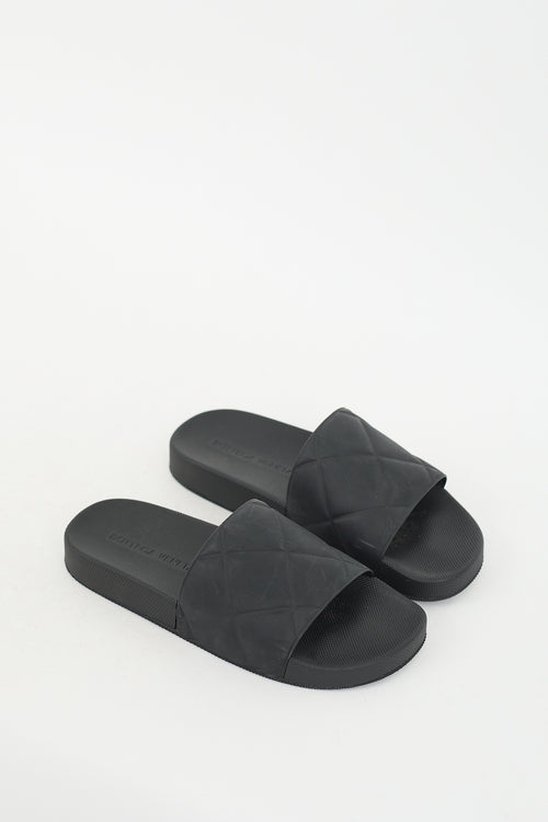 Bottega Veneta Black Rubber Slider Slide