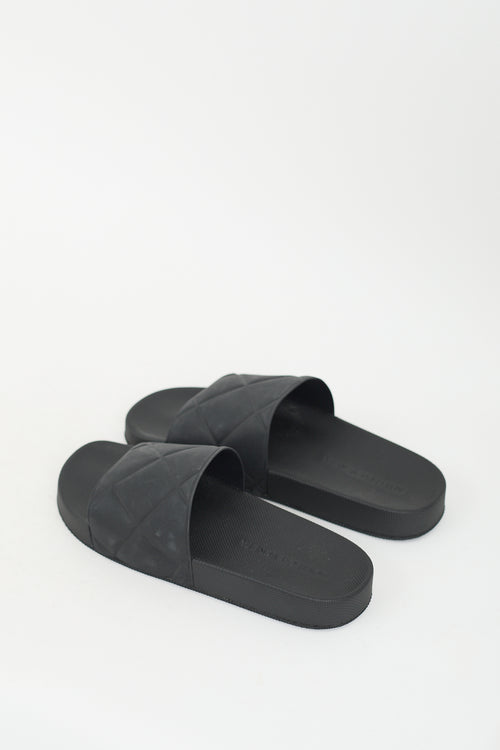 Bottega Veneta Black Rubber Slider Slide