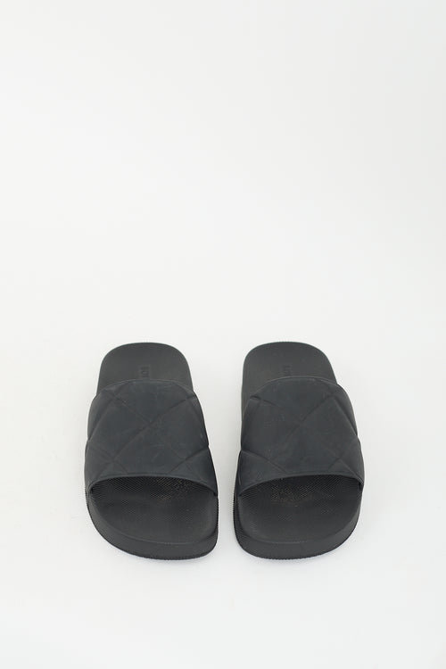 Bottega Veneta Black Rubber Slider Slide