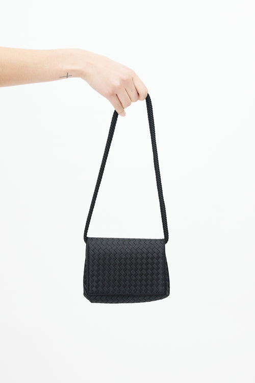 Bottega Veneta Black Satin Intrecciato Mini Bag