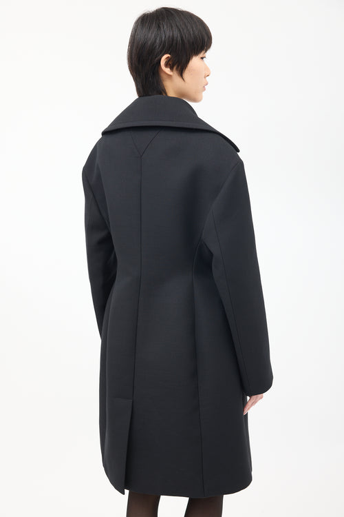 Bottega Veneta Black Wool Double Breasted Mid Length Coat