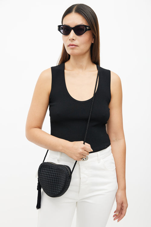 Bottega Veneta Black Vintage Silk Heart Crossbody Bag