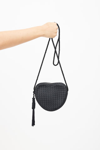 Bottega Veneta Black Vintage Silk Heart Crossbody Bag