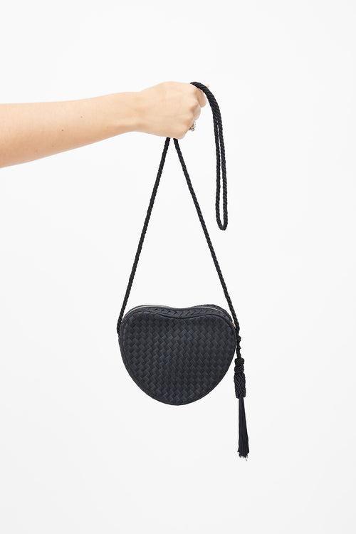 Bottega Veneta Black Vintage Silk Heart Crossbody Bag