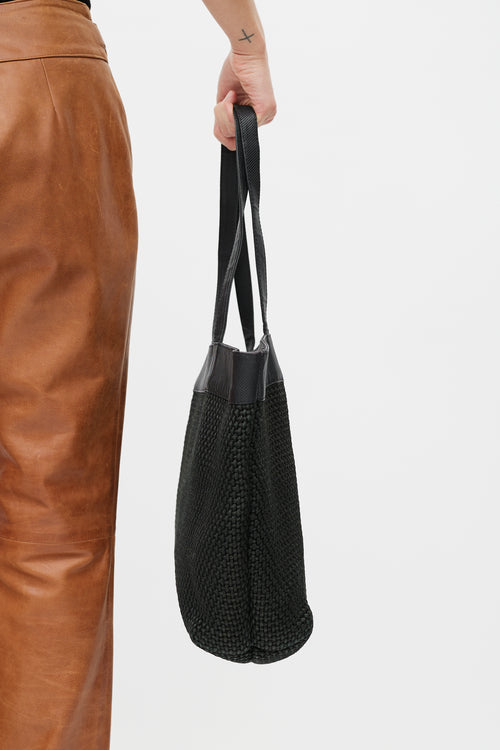 Bottega Veneta Black Woven Intrecciato Tote