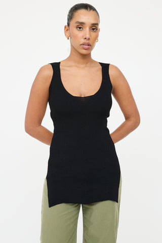 Bottega Veneta Black 
Beige Ribbed Tank