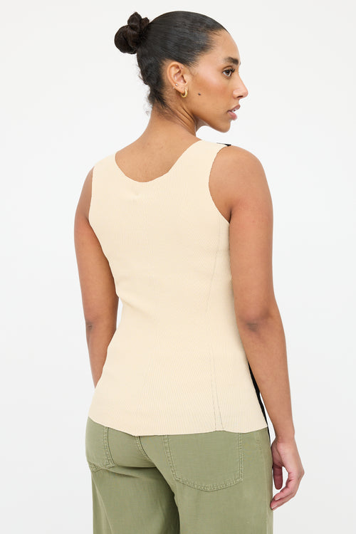 Bottega Veneta Black 
Beige Ribbed Tank