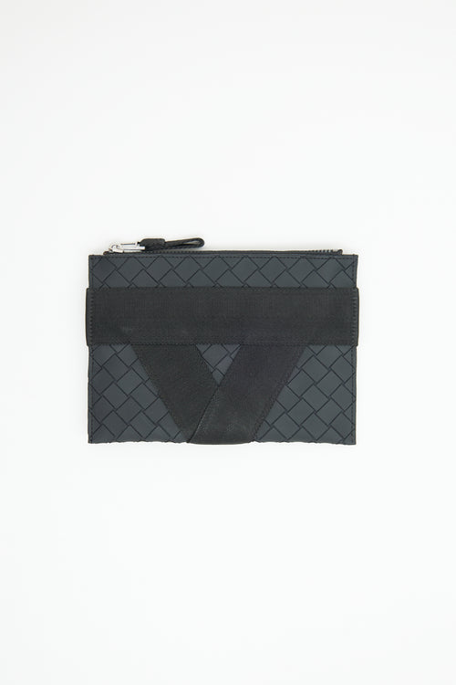 Bottega Veneta Black Rubber Zip Pouch