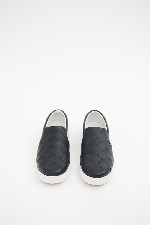 Bottega Veneta Black 
White Maxi Intrecciato Sneakers