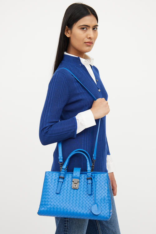 Blue Intrecciato Roma Tote Bag