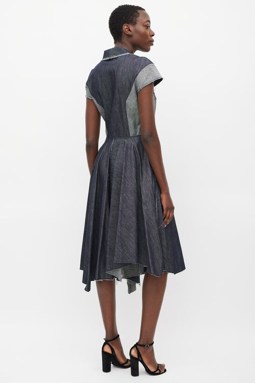 Bottega Veneta Blue Denim Panelled Embellished Dress