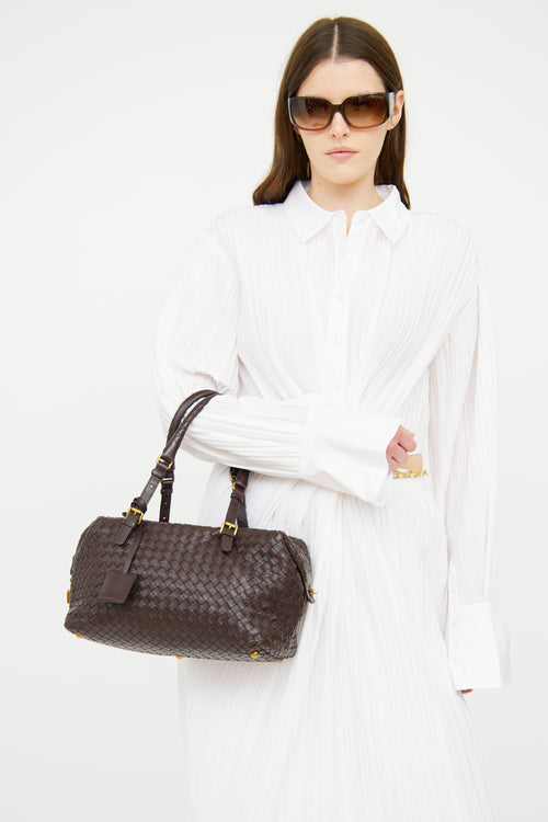 Bottega Veneta Brown Montaigne Boston Bag