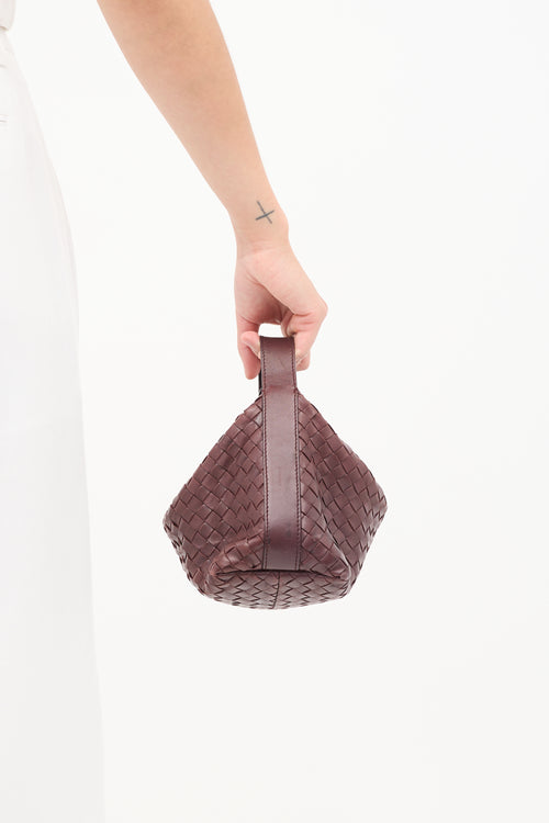 Bottega Veneta Brown Intrecciato Leather Snap Handle Bag