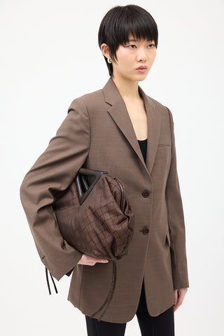 Bottega Veneta Brown Jacquard Large The Point Triangle Bag