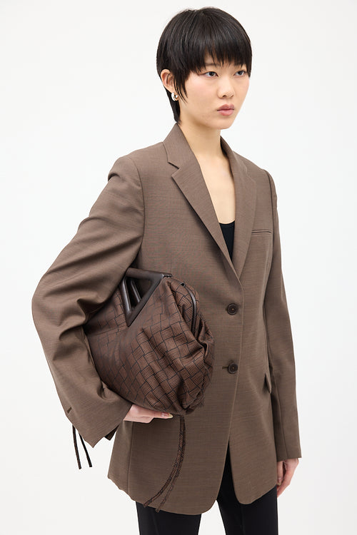 Bottega Veneta Brown Jacquard Large The Point Triangle Bag