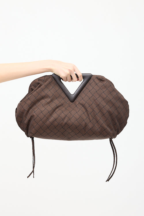 Bottega Veneta Brown Jacquard Large The Point Triangle Bag