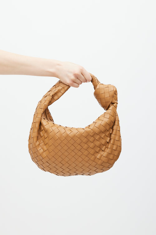 Bottega Veneta Brown Leather Intrecciato Teen Jodie Bag