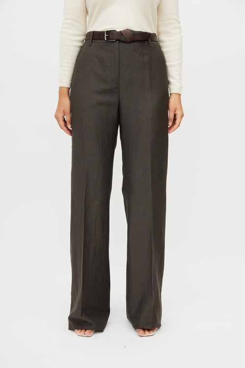 Bottega Veneta Brown Linen 
Wool Pant Suit