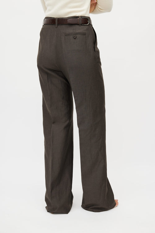 Bottega Veneta Brown Linen 
Wool Pant Suit