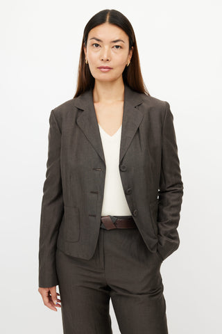 Bottega Veneta Brown Linen 
Wool Pant Suit