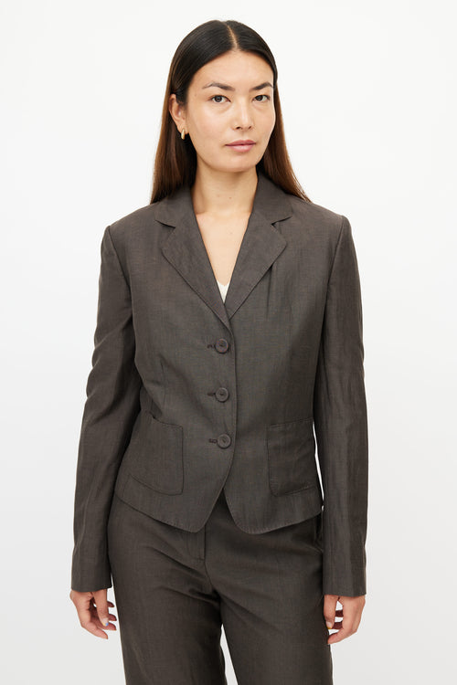 Bottega Veneta Brown Linen 
Wool Pant Suit