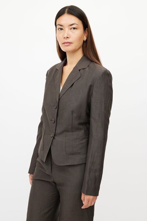 Bottega Veneta Brown Linen 
Wool Pant Suit