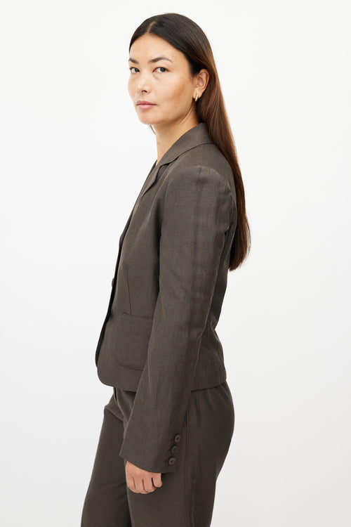 Bottega Veneta Brown Linen 
Wool Pant Suit