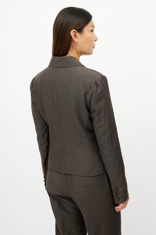 Bottega Veneta Brown Linen 
Wool Pant Suit