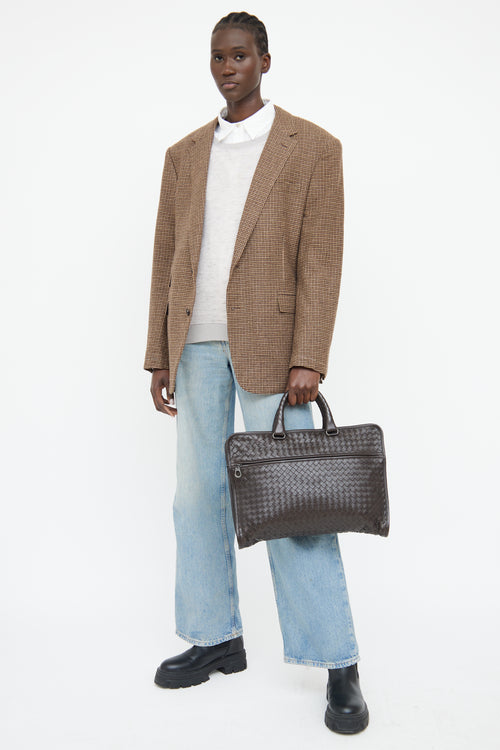 Bottega Veneta Brown Intrecciato Laptop Bag