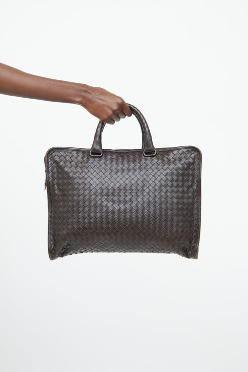 Bottega Veneta Brown Intrecciato Laptop Bag