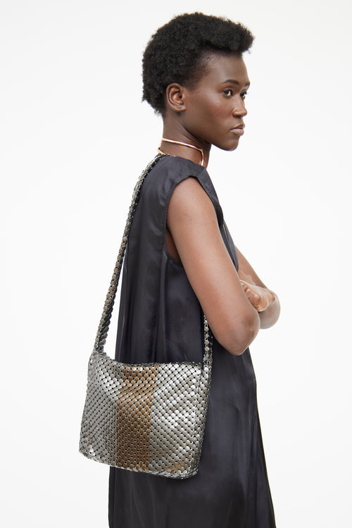 Grey 
Brown Chainmail Flap Bag