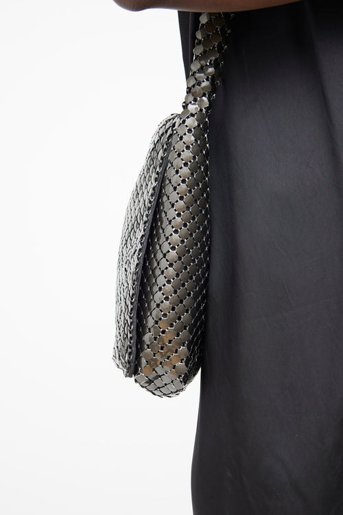 Grey 
Brown Chainmail Flap Bag