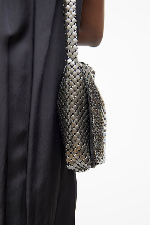 Grey 
Brown Chainmail Flap Bag