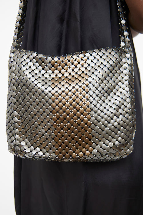 Grey 
Brown Chainmail Flap Bag