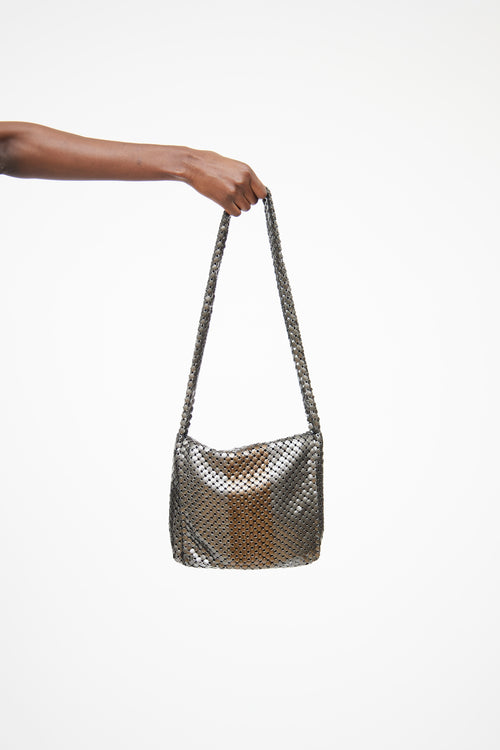 Grey 
Brown Chainmail Flap Bag