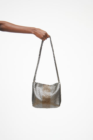 Grey 
Brown Chainmail Flap Bag