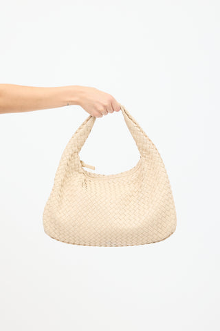 Bottega Veneta Cream Leather Intrecciato Bag