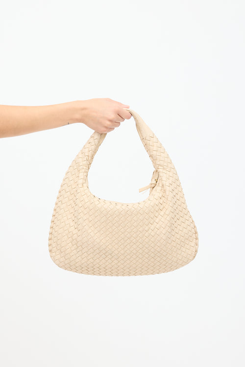 Bottega Veneta Cream Leather Intrecciato Bag