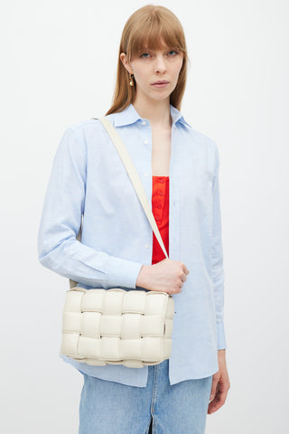 Bottega Veneta Cream Leather Padded Cassette Bag