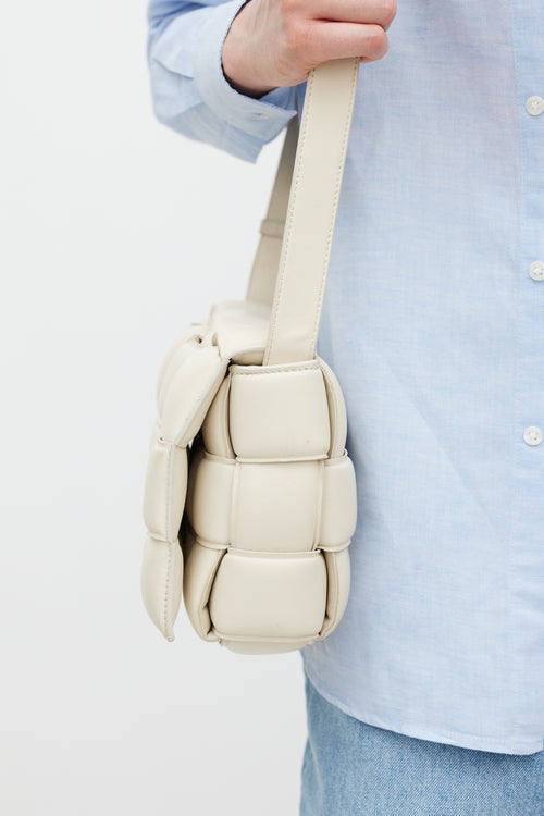 Bottega Veneta Cream Leather Padded Cassette Bag