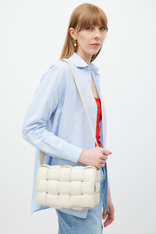 Bottega Veneta Cream Leather Padded Cassette Bag