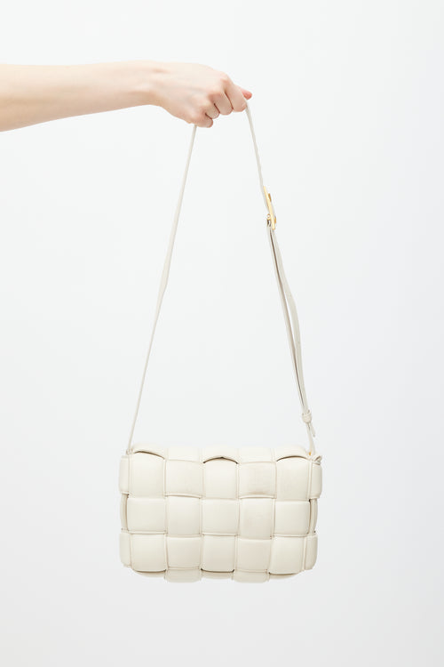 Bottega Veneta Cream Leather Padded Cassette Bag