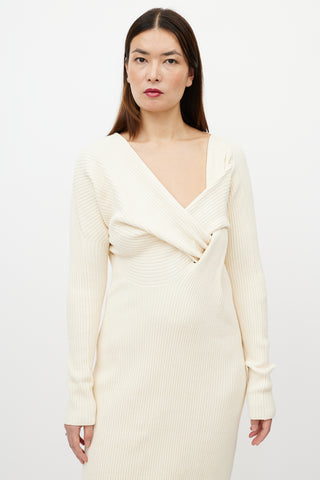 Bottega Veneta Resort 2020 Cream Silk Ribbed Dress