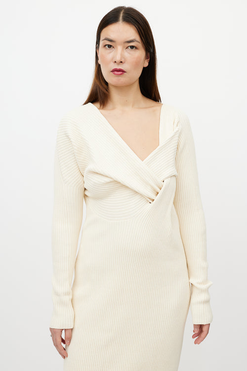 Bottega Veneta Resort 2020 Cream Silk Ribbed Dress