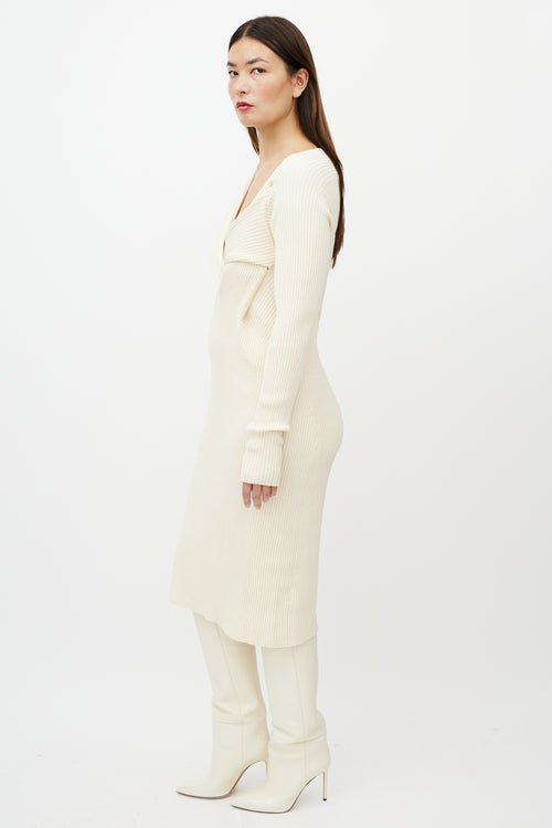 Bottega Veneta Resort 2020 Cream Silk Ribbed Dress