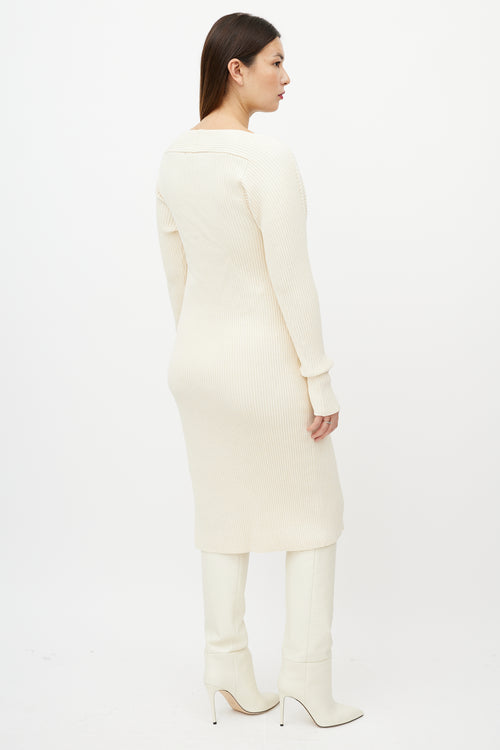 Bottega Veneta Resort 2020 Cream Silk Ribbed Dress